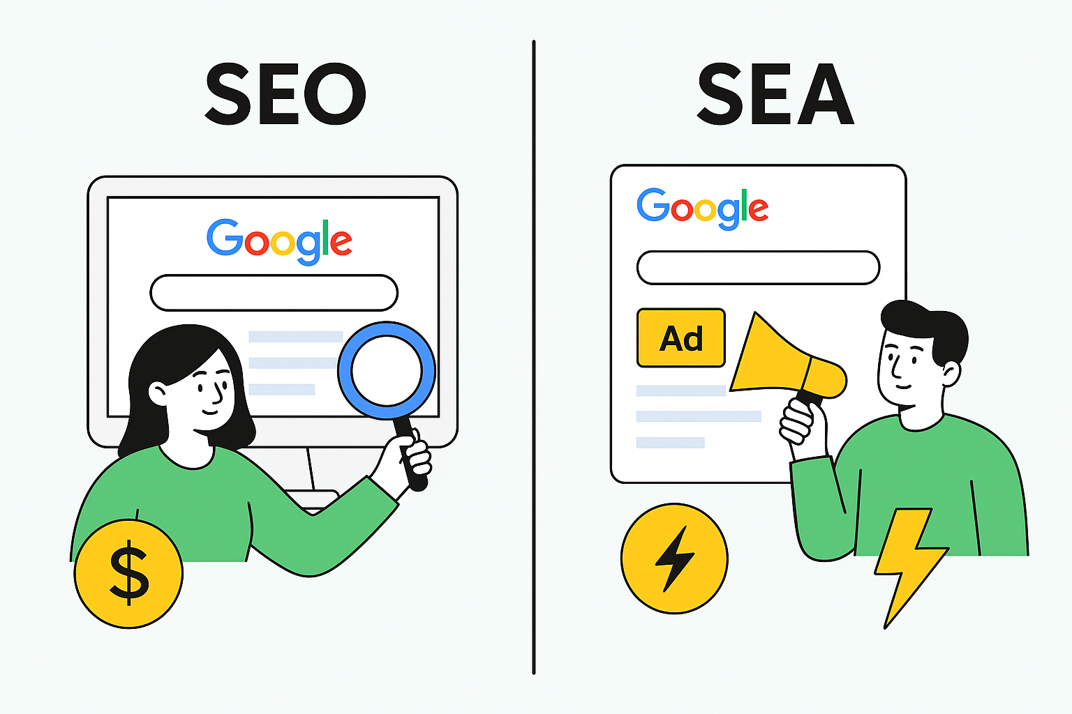 SEO vs SEA: Die 7 entscheidenden Unterschiede zwischen organischem und bezahltem Marketing